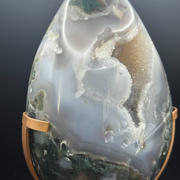 Rare Moss Agate Tear Drop Druzy Crystal 6lbs 5oz Earth Land Water Natural Geode - Picture 11 of 14